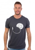 előnézet - USB agy férfi póló szürke