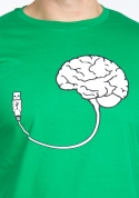 előnézet - USB agy férfi póló zöld