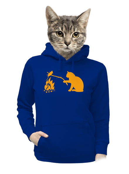 Macska-egér harc női kenguruzsebes pulóver Royal Blue Mal