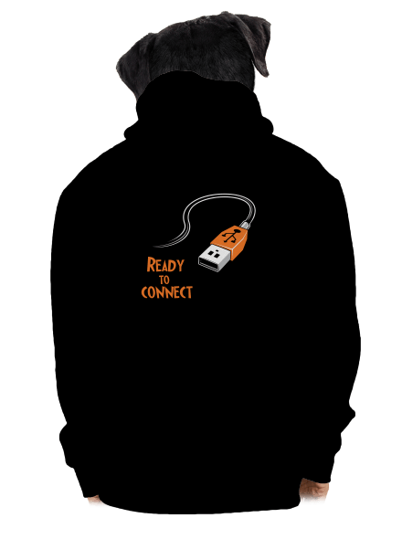 USB csatlakozás cipzáras férfi pulóver Black