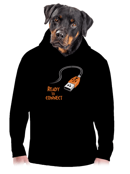 USB csatlakozás férfi kenguruzsebes pulóver Black