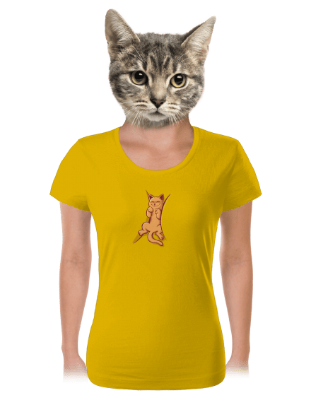 Alvó cica női póló Yellow