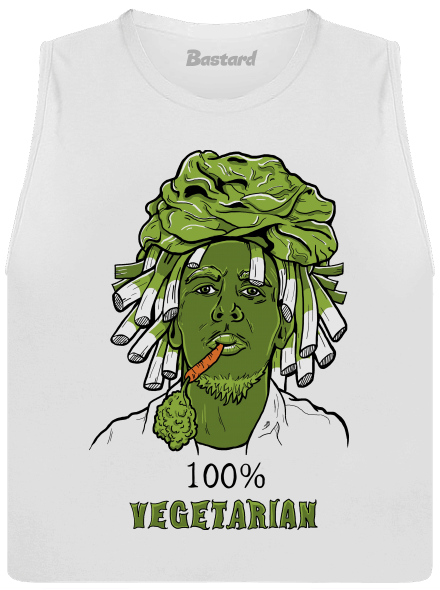 100% vegetáriánus női bővített trikó  White