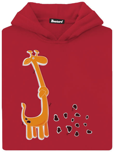 Zsiráf gyerek kenguruzsebes pulóver Fire Red