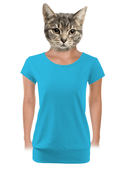 Nyomtatás nélkül női póló elasztikus alsó szegéllyel Blue Atol