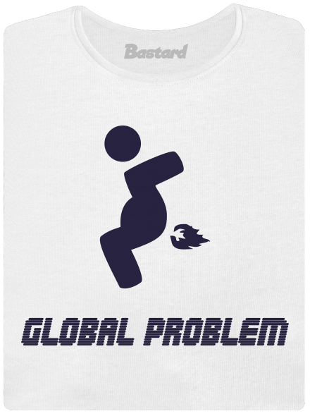 Global problem női póló elasztikus alsó szegéllyel  White