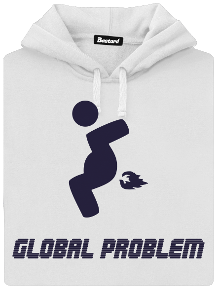 Global problem női kenguruzsebes pulóver  White