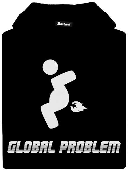 Global problem férfi kenguruzsebes pulóver  Black