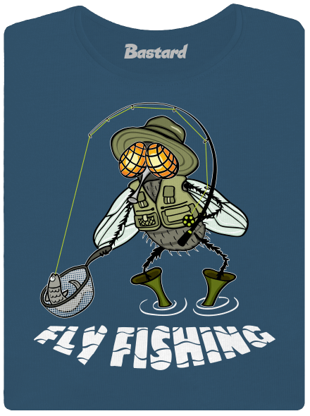 Fly fishing prémium női póló  Petrol Blue