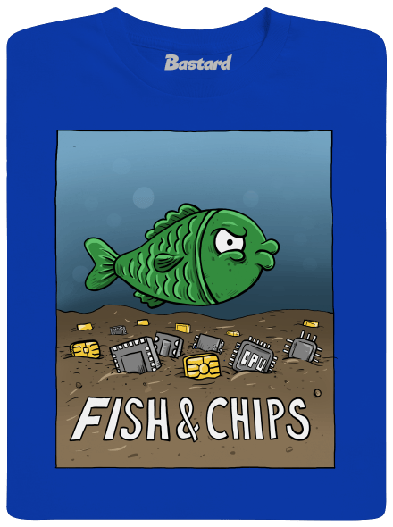 Fish and IT chips férfi póló  Royal Blue