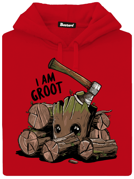 I Am Groot férfi kenguruzsebes pulóver Red