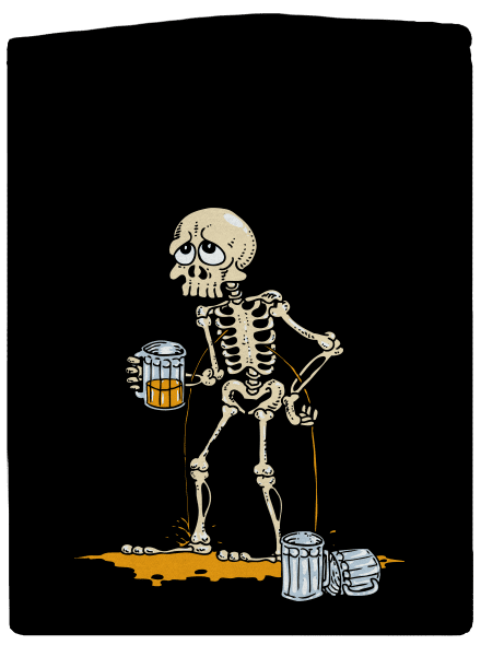 Csontváz és sör cipzáras férfi pulóver  Black