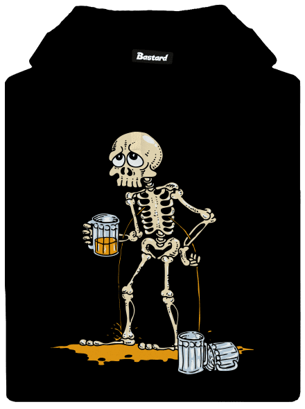 Csontváz és sör női kenguruzsebes pulóver  Black