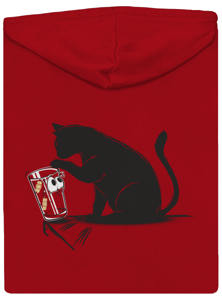 Macska és üveg cipzáras férfi pulóver  Red