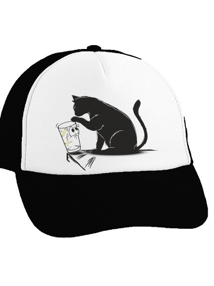Macska és üveg sültös sapka  Black cap