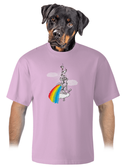 Hogyan készül a szivárvány unisex túlméretezett póló Orchid