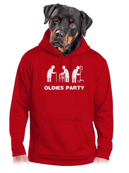 Oldies party férfi kenguruzsebes pulóver Red